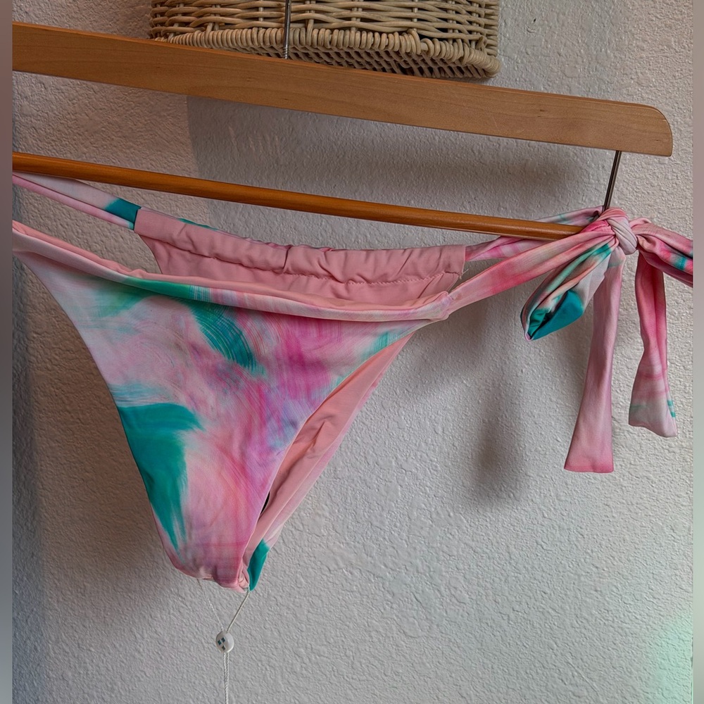 Frankie's Bikinis Pink and Green Tie-Dye Bikini Bottom